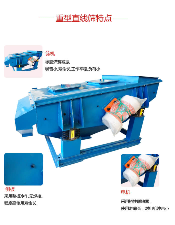 重型直線篩：篩機，側(cè)板，電機展示圖