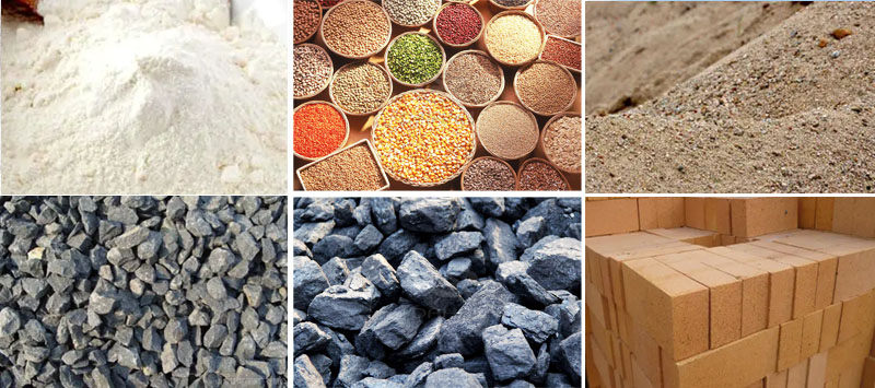 風(fēng)冷式直線振動篩可篩分物料有：耐火材料，糧食，沙土，石子等。