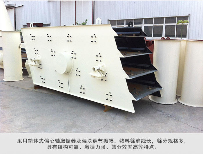 圓振動篩 采用筒體式偏心軸激振器及偏心塊調節(jié)振幅。